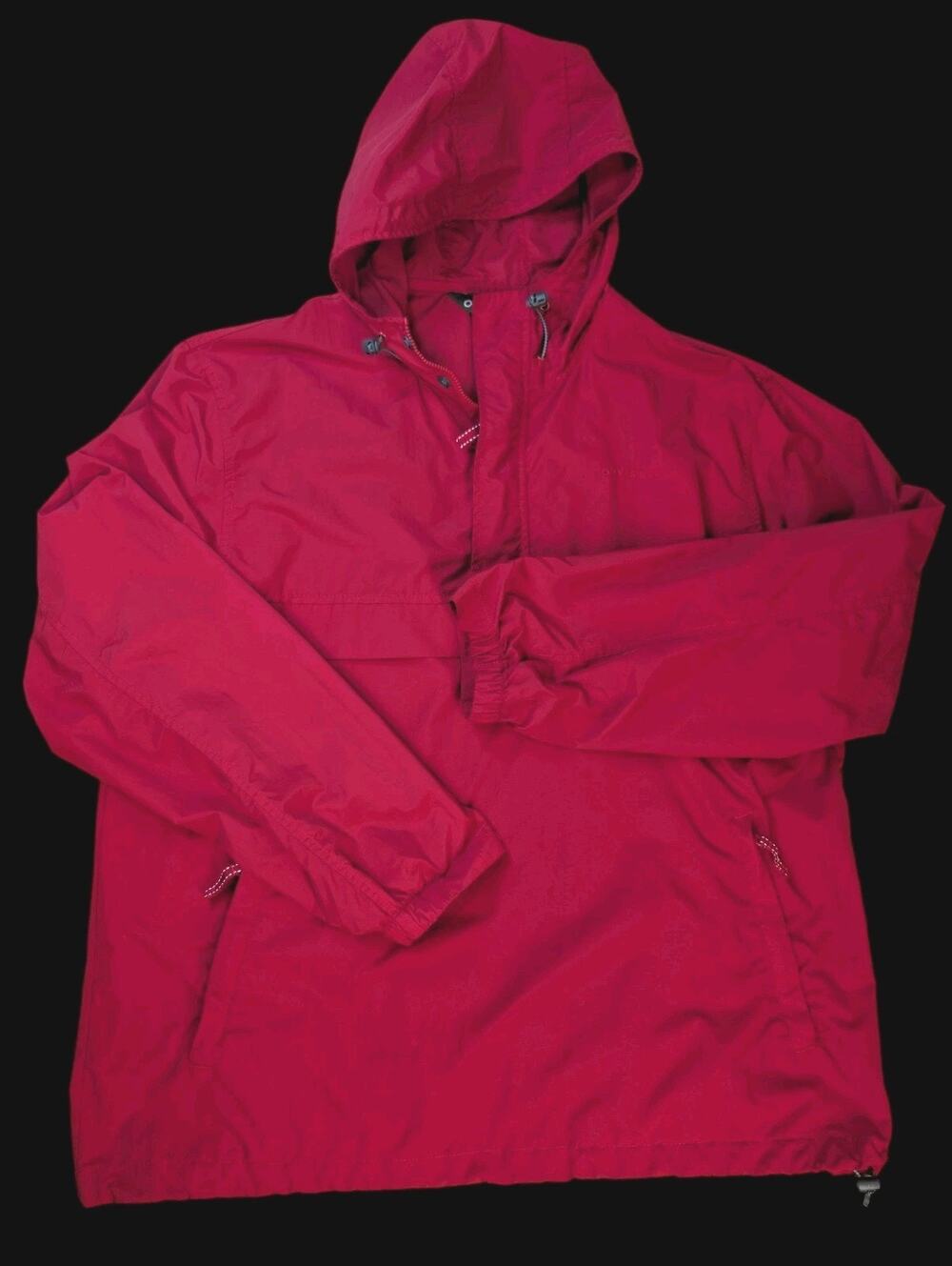Orvis Men's Red Hooded Anorak Rain Jacket Size L Nylon Outerwear